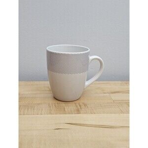 ELLE DECOR white Gray Stripes Porcelain MUG Replacement Coffee Tea Cup
